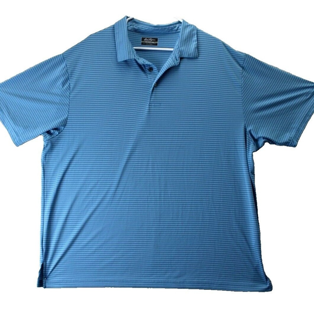 Ben Hogan Performance Mens 2XL Blue‎ Stripe Golf Polo Shirt Short Sleeve